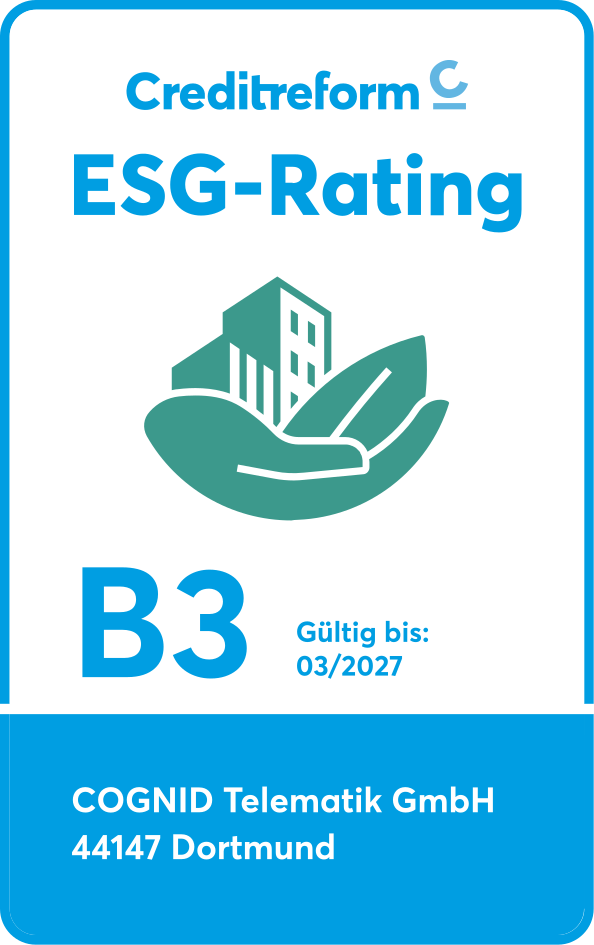 ESG-Rating B3 von Creditreform für COGNID Telematik GmbH in Dortmund