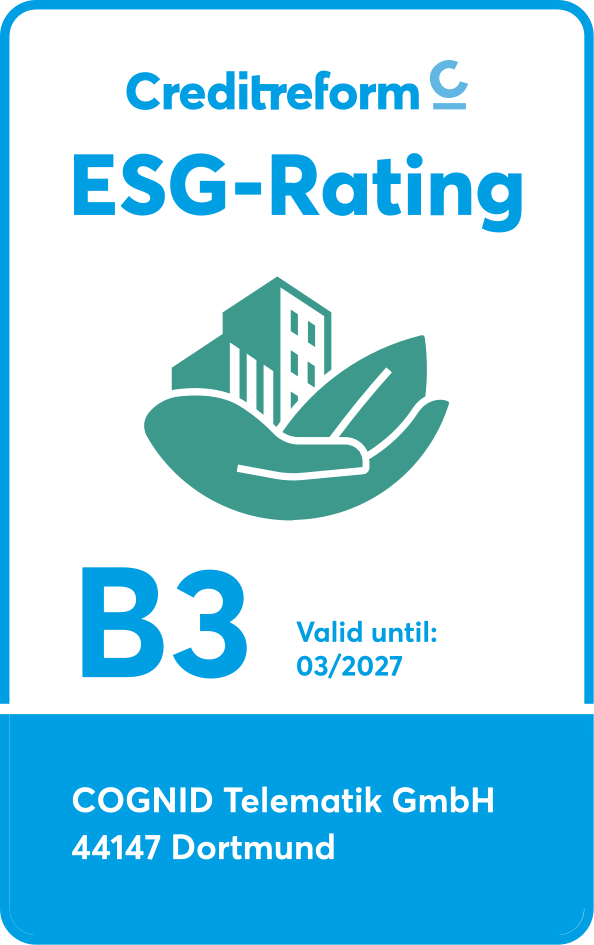 ESG rating B3 from Creditreform for COGNID Telematik GmbH in Dortmund