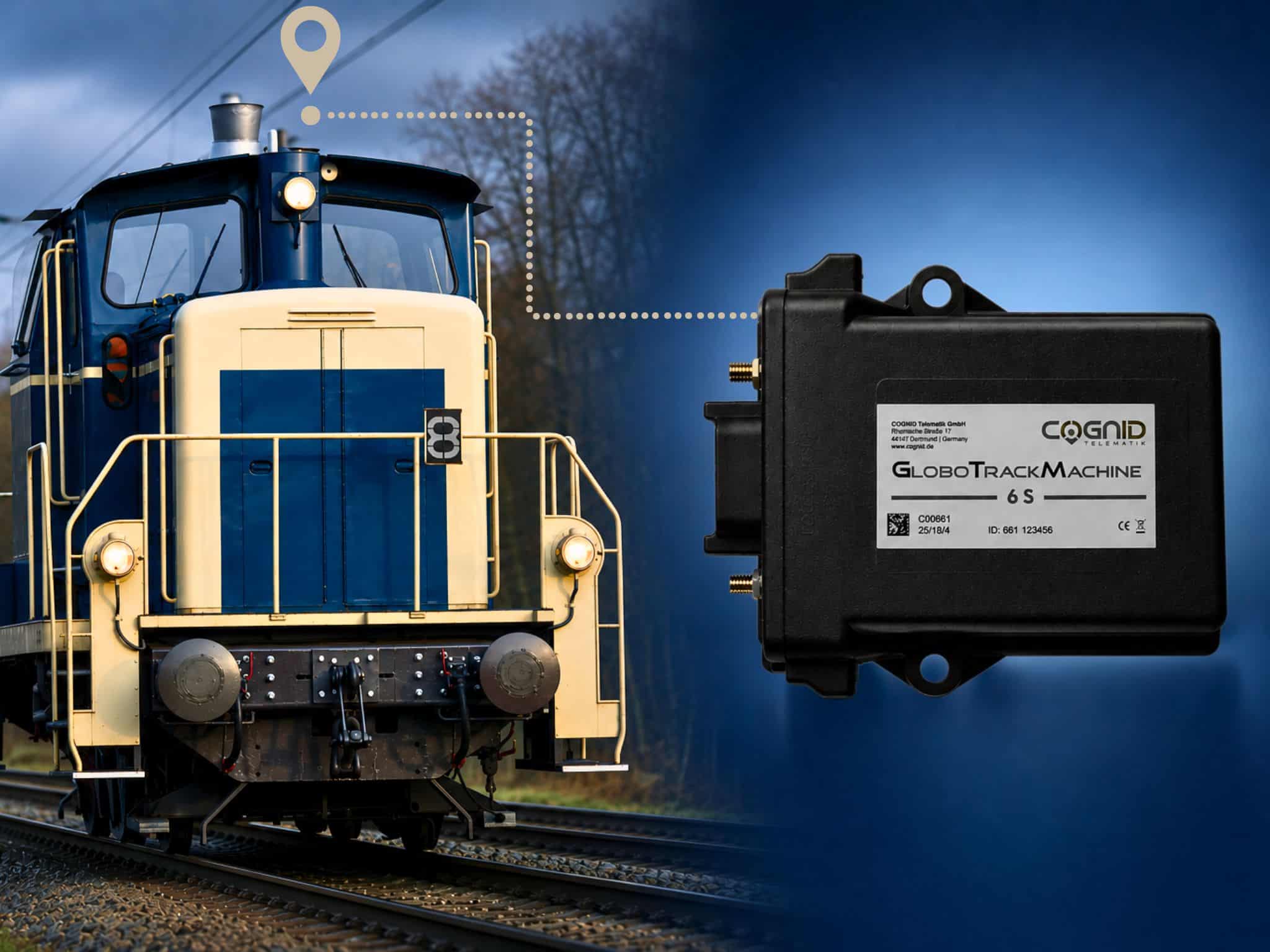 Locomotive equipped with a GloboTrackMachine tracking device for precise vehicle tracking